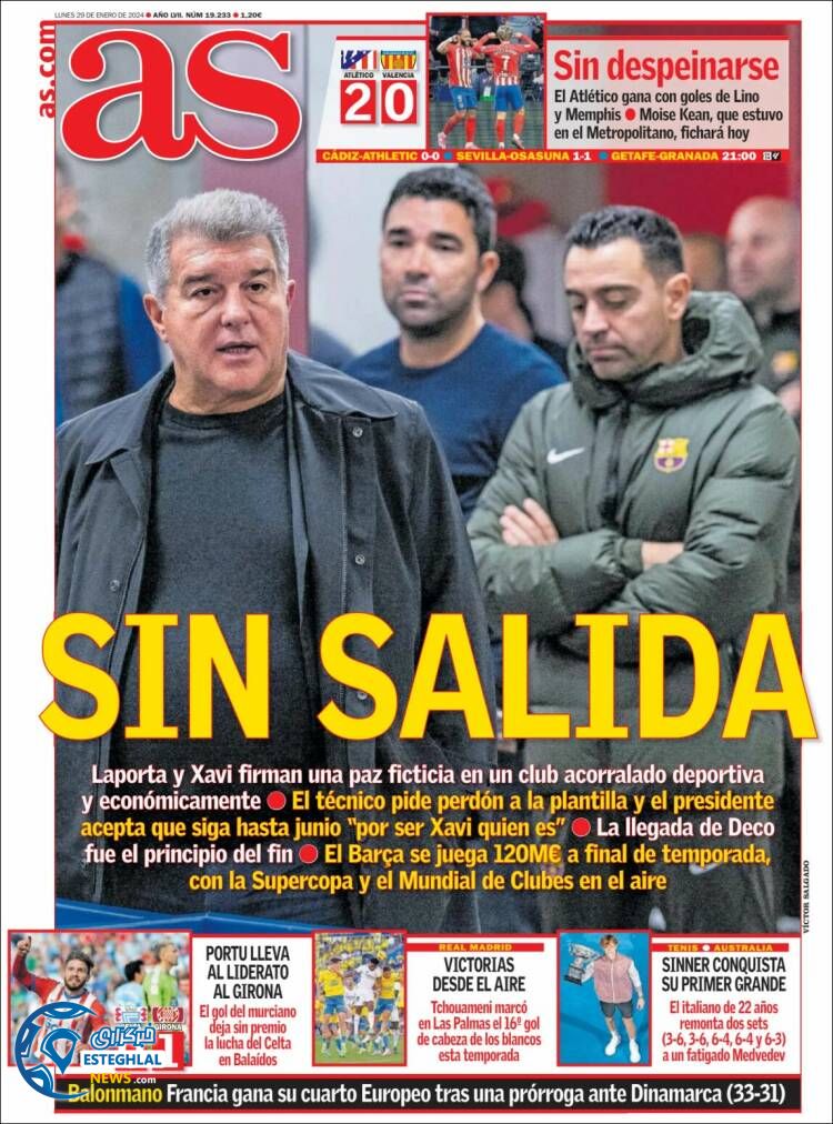 روزنامه ورزشی آ اس دوشنبه 9 بهمن 1402 