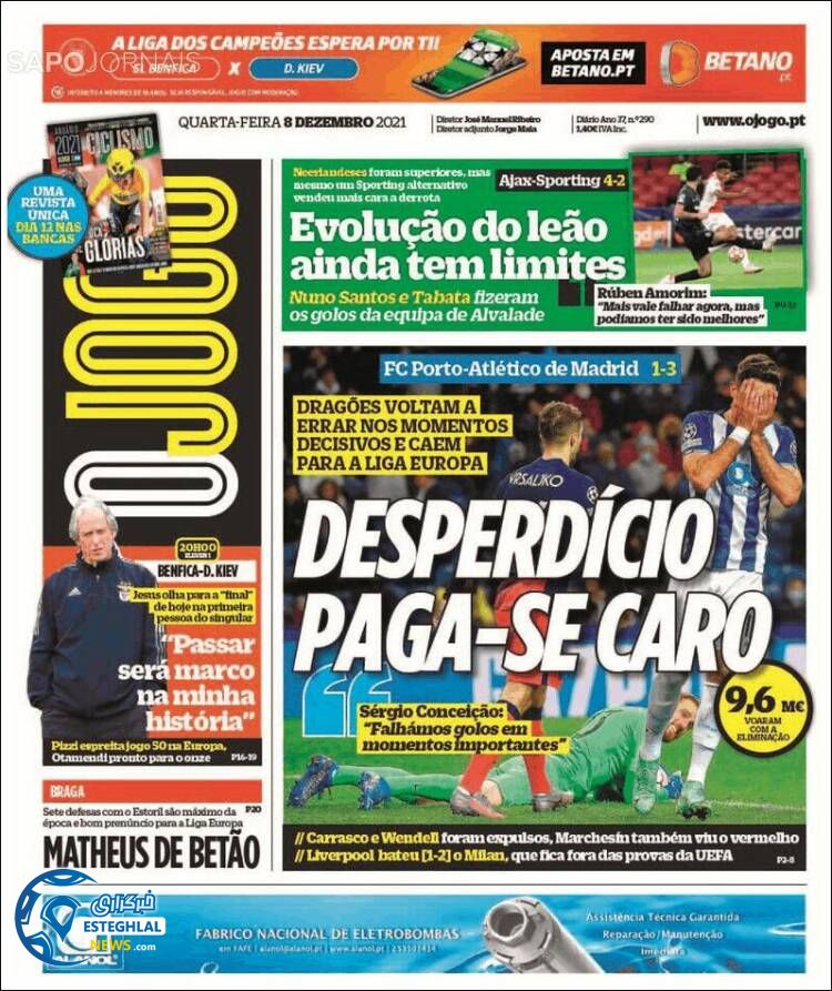 روزنامه ورزشی اوجوگو چهارشنبه 17 آذر 1400