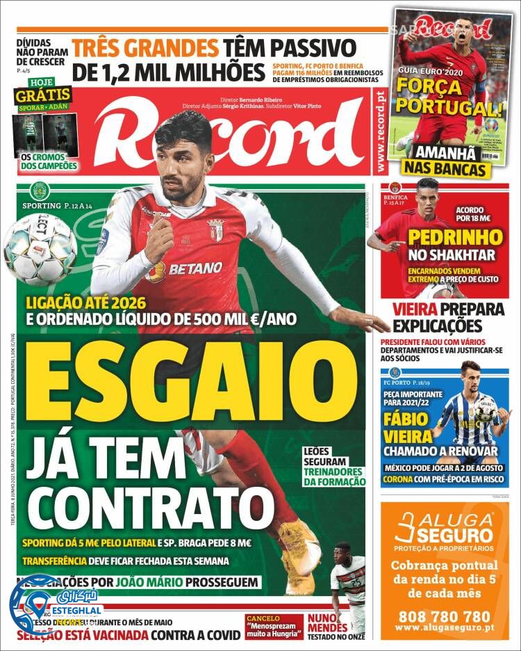 روزنامه ورزشی رکورد سه شنبه 18 خرداد 1400