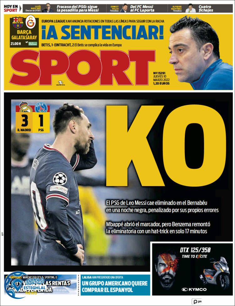 روزنامه ورزشی اسپورت پنجشنبه 19 اسفند 1400