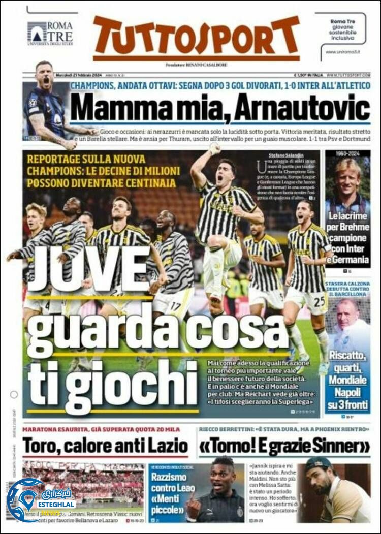 روزنامه ورزشی توتو اسپورت چهارشنبه 2 اسفند 1402