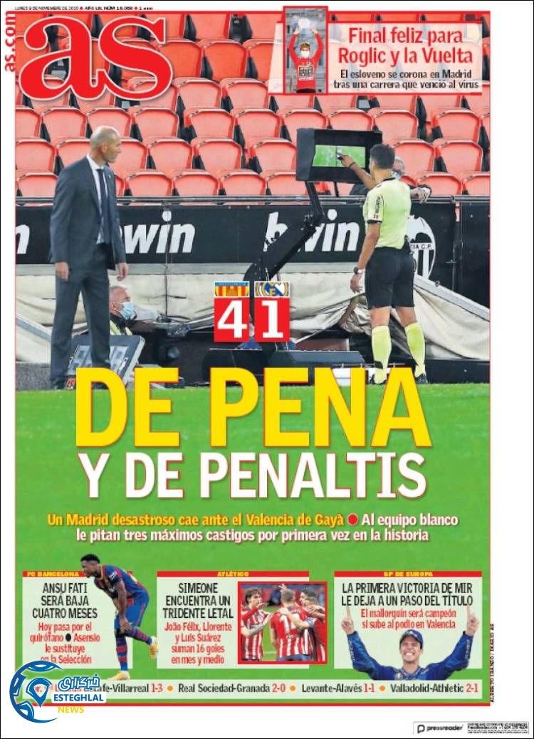 روزنامه ورزشی آاس دوشنبه 19 آبان&nbsp;1399