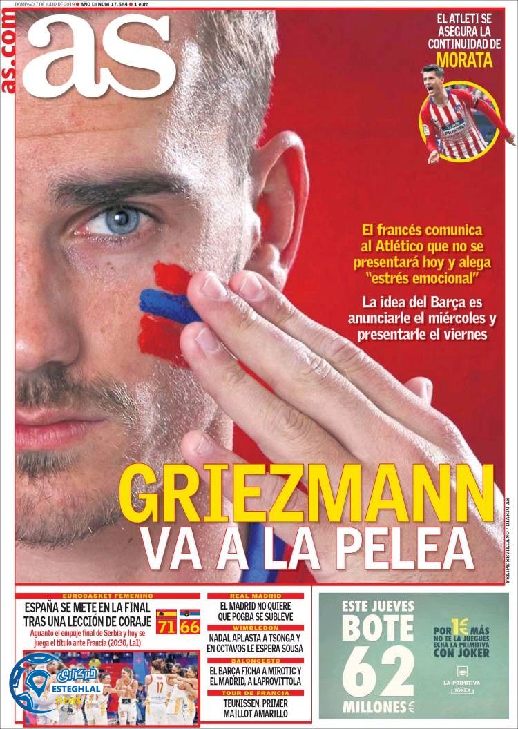 روزنامه ورزشی آاس یکشنبه 16 تیر 1398