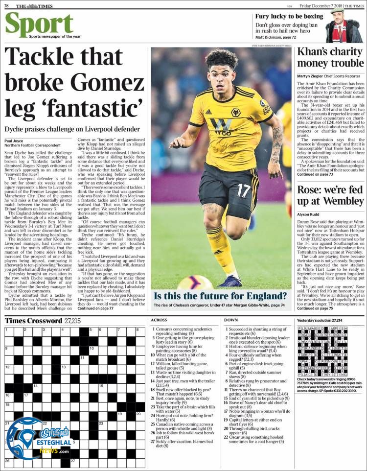 روزنامه ورزشی تایم اسپورت جمعه 16 آذر 1397