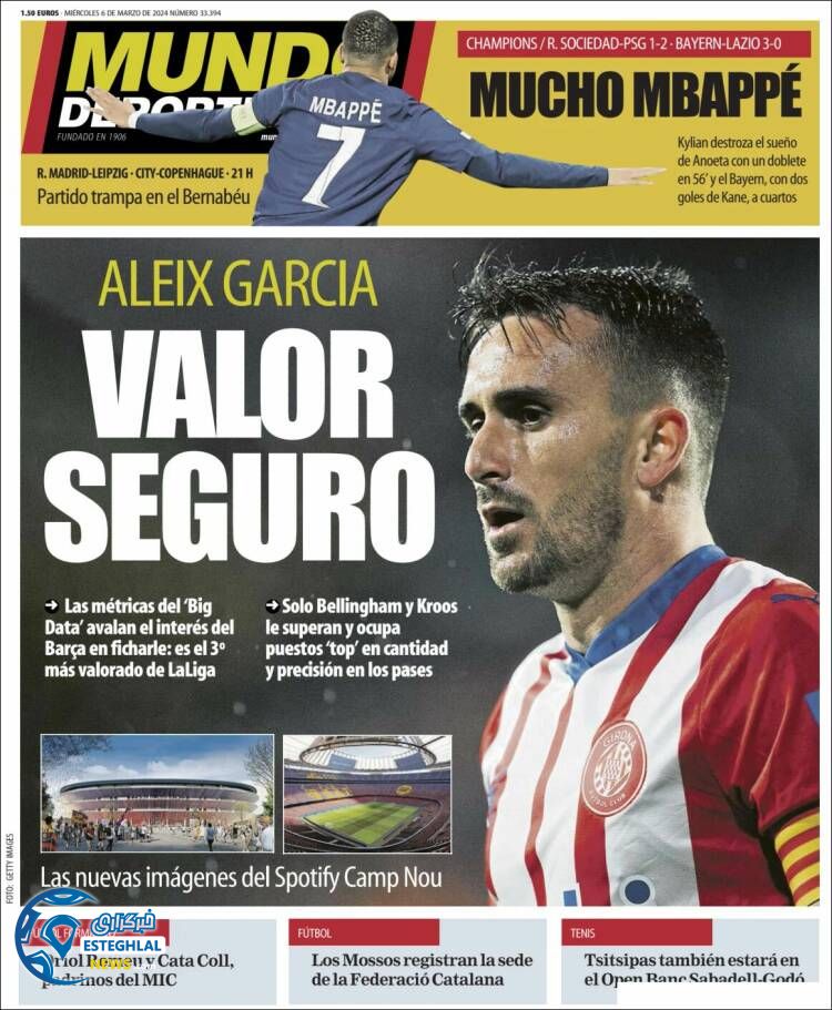 روزنامه ورزشی موندو دپورتیوو چهارشنبه 16 اسفند 1402 