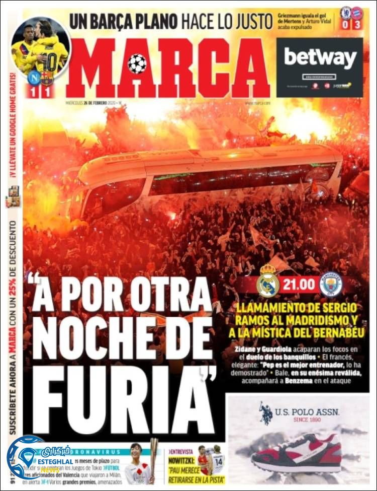 روزنامه ورزشی مارکا چهارشنبه 7 اسفند 1398