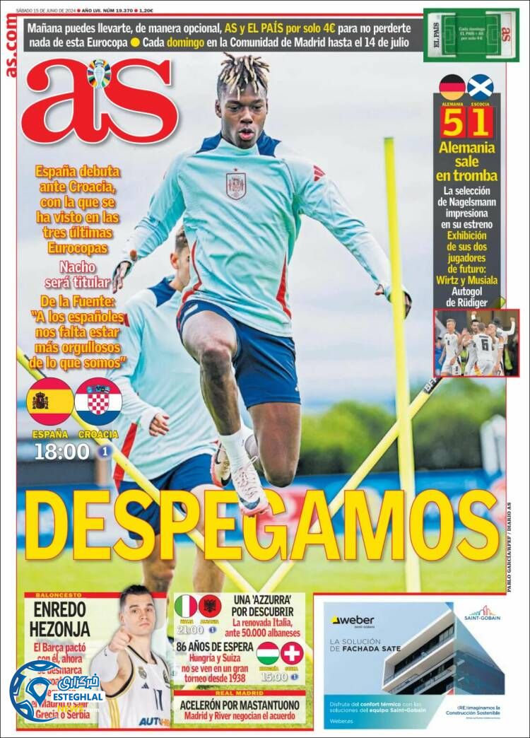 روزنامه  ورزشی آ اس شنبه 26 خرداد 1403 