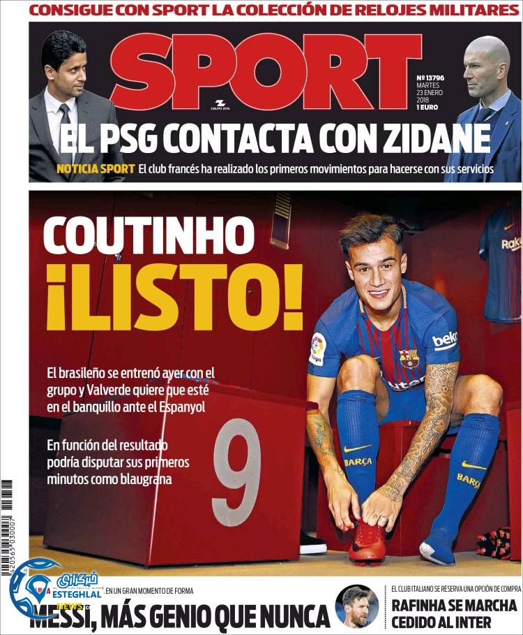 روزنامه ورزشی اسپورت سه شنبه 3 بهمن 1396