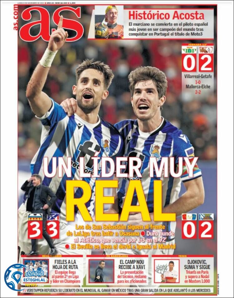 روزنامه ورزشی آ اس دوشنبه 17 آبان 1400