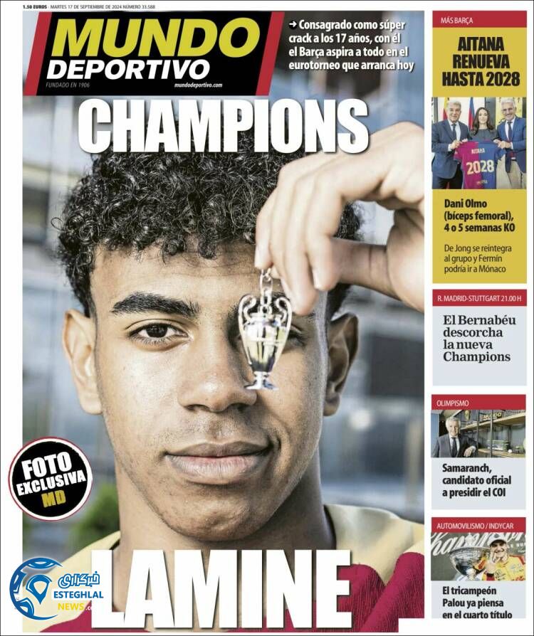 روزنامه ورزشی موندو دپورتیوو سه شنبه 27 شهریور 1403 