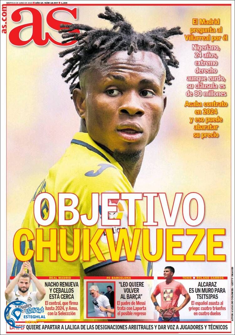 روزنامه ورزشی آ اس سه شنبه 16 خرداد 1402 