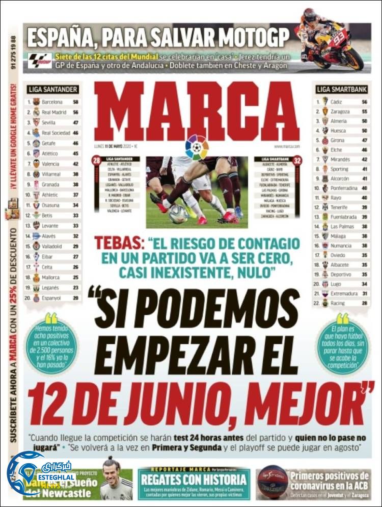 روزنامه ورزشی مارکا دوشنبه 22 اردیبهشت 1399