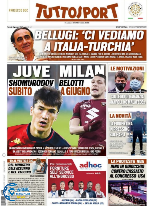 روزنامه ورزشی توتو اسپورت جمعه 19 دی 1399