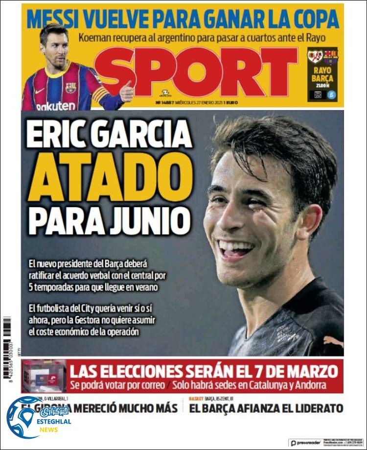 روزنامه ورزشی اسپورت چهارشنبه 8 بهمن 1399