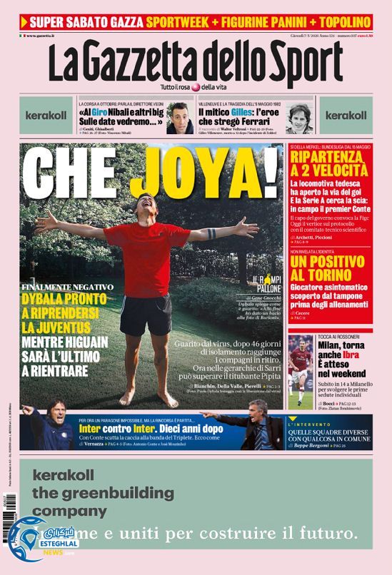 روزنامه ورزشی گاتزتا دلو اسپورت پنجشنبه 18 اردیبهشت 1399