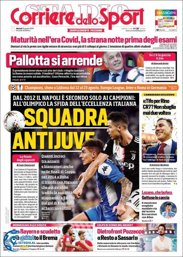 روزنامه ورزشی کوریره دلو اسپورت سه شنبه 27 خرداد 1399