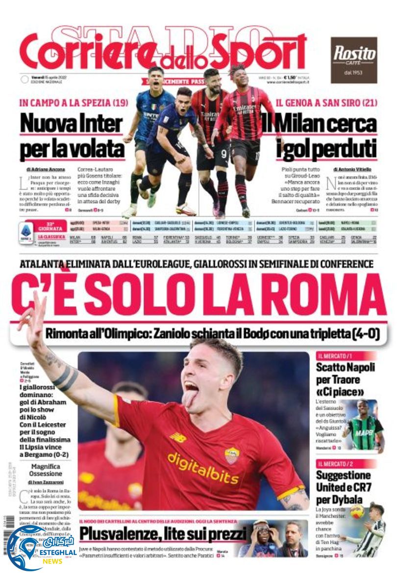 روزنامه ورزشی کوریره دلو اسپورت جمعه 26 فروردین 1401