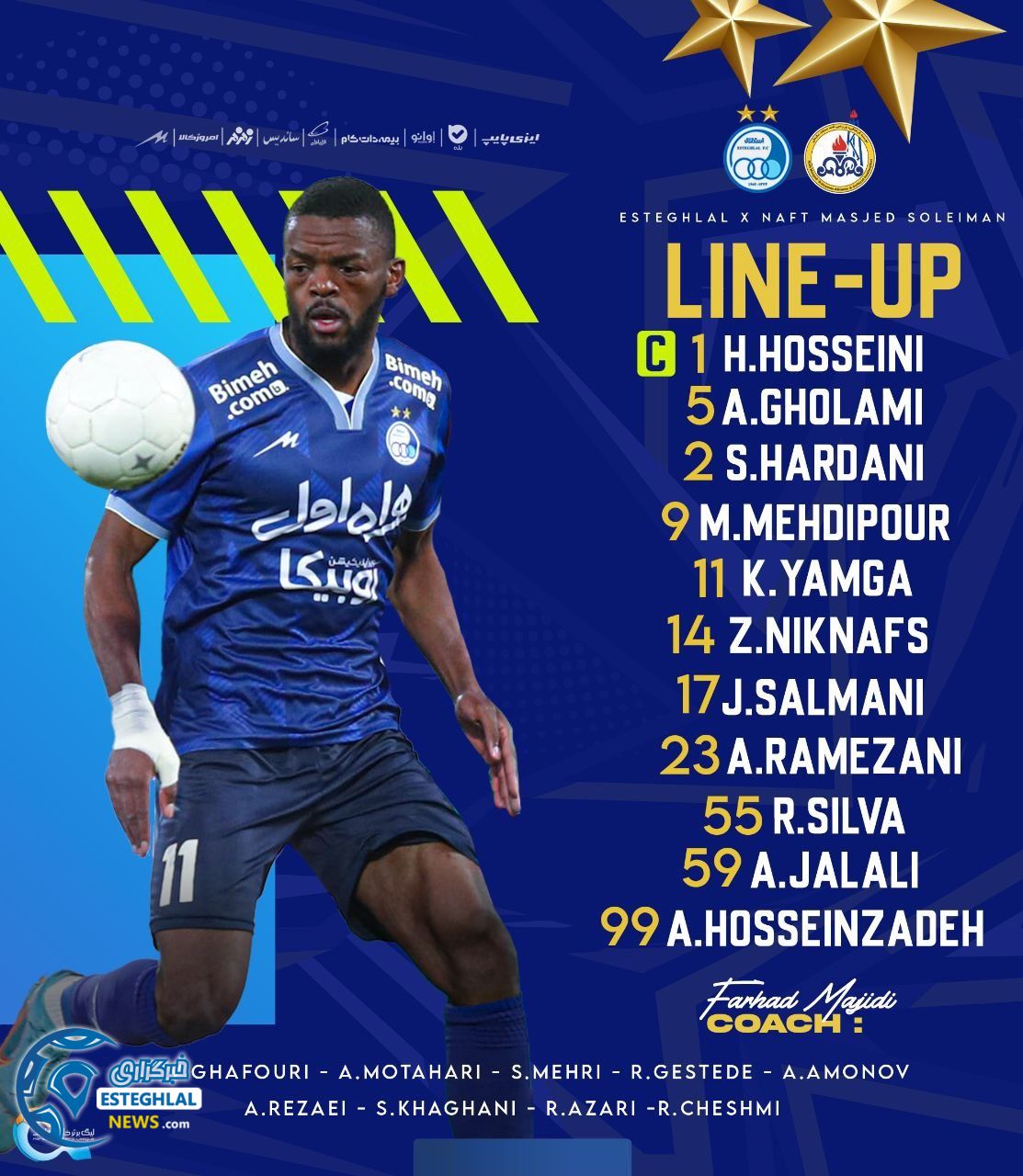 ترکیب استقلال مقابل نفت مسجدسلیمان