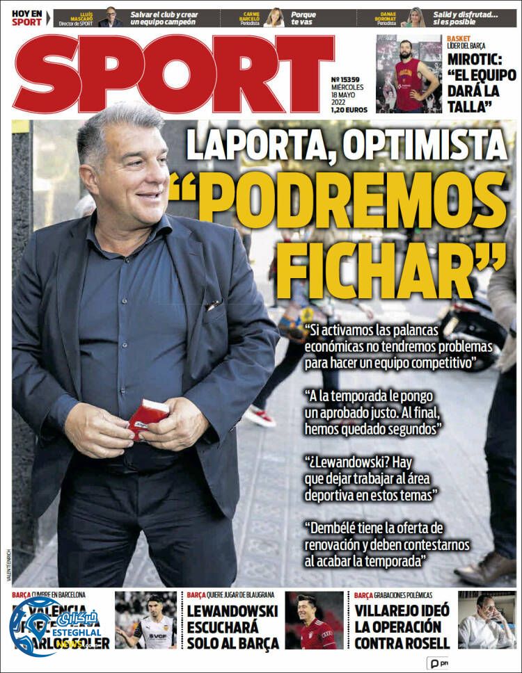 روزنامه ورزشی اسپورت چهارشنبه 28 اردیبهشت 1401