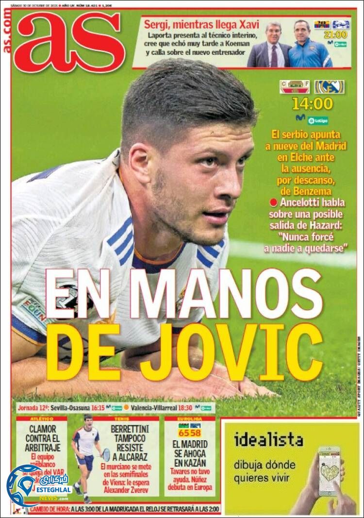 روزنامه ورزشی آ اس شنبه 8 آبان 1400