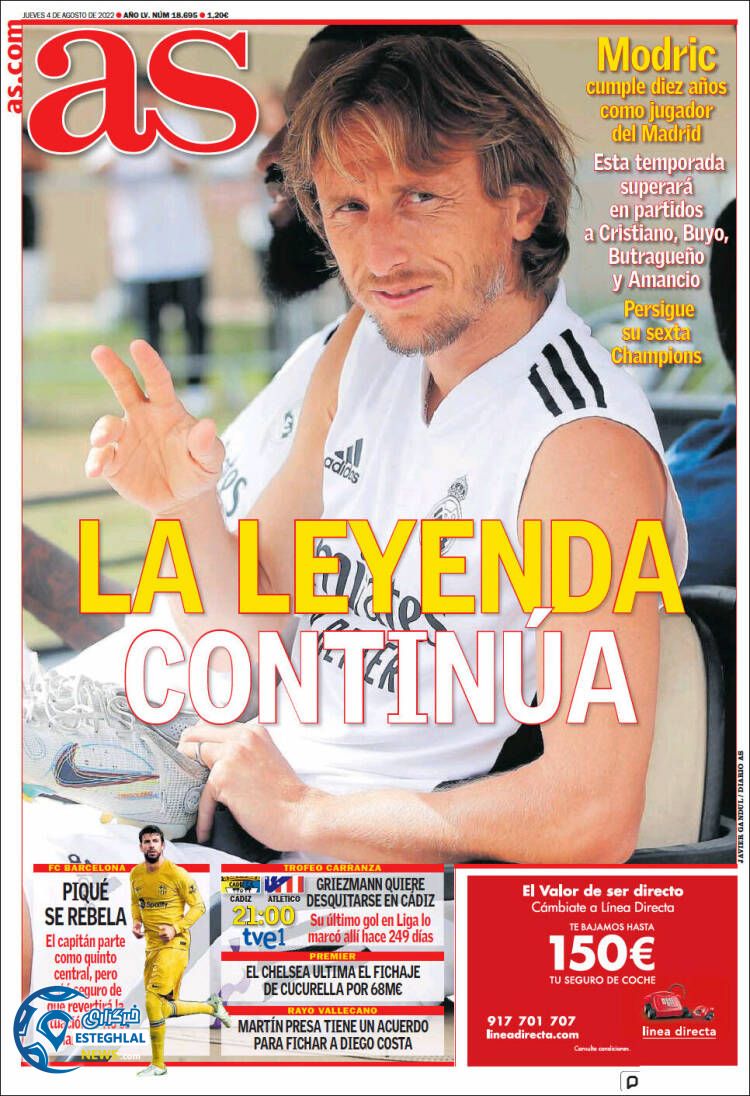 روزنامه ورزشی آ اس پنجشنبه 13 مرداد 1401 