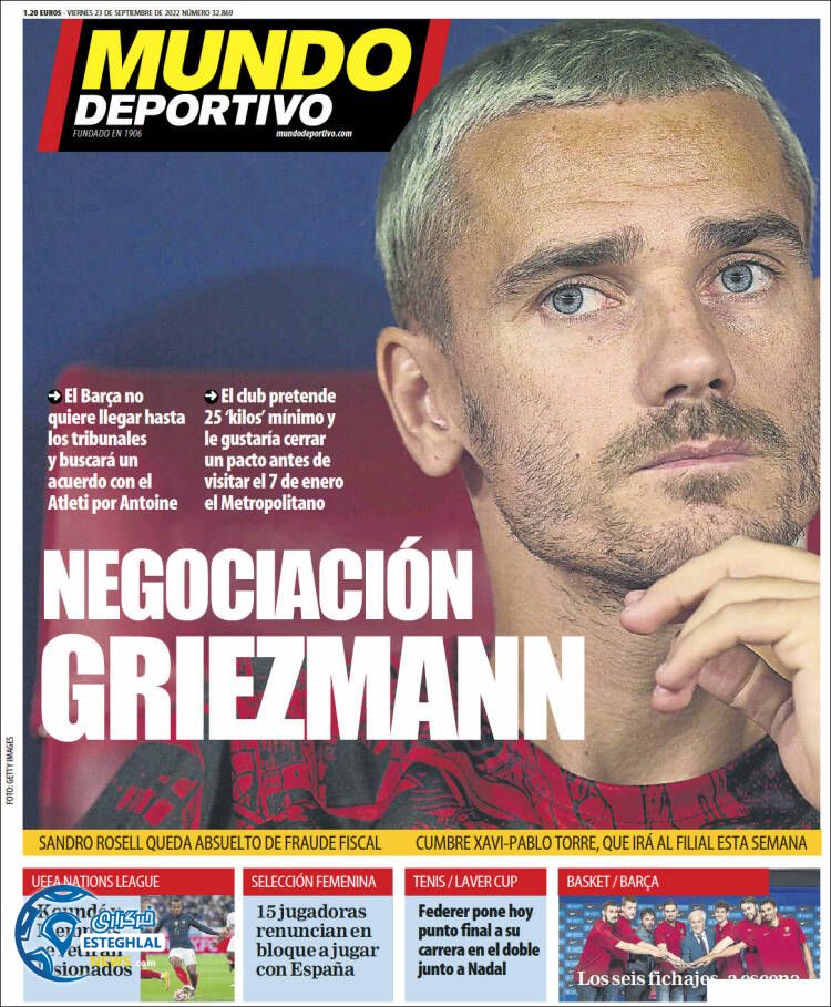 روزنامه ورزشی موندو دپورتیوو جمعه 1 مهر 1401