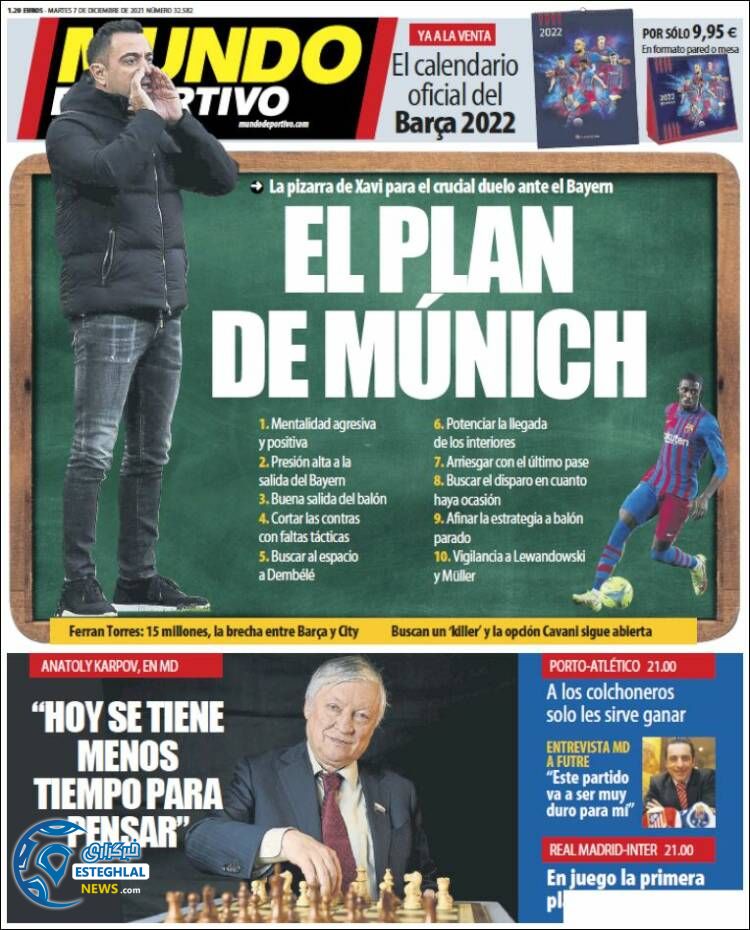 روزنامه ورزشی موندو دپورتیوو سه شنبه 16 آذر 1400