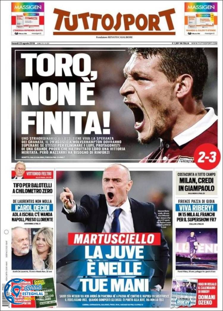 روزنامه ورزشی توتو اسپورت جمعه 1 شهریور 1398