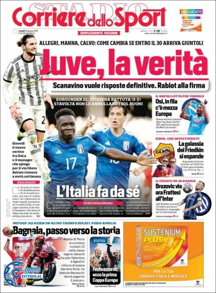 روزنامه ورزشی کوریره دلو اسپورت دوشنبه 5 تیر 1402 