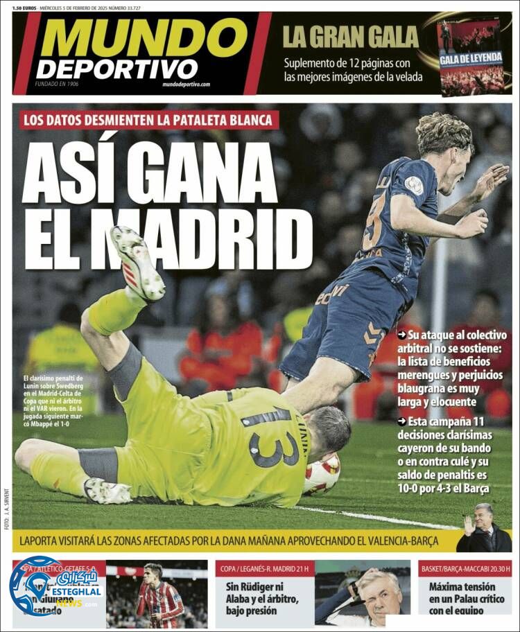 روزنامه  ورزشی موندو دپورتیوو چهارشنبه 17 بهمن 1403 