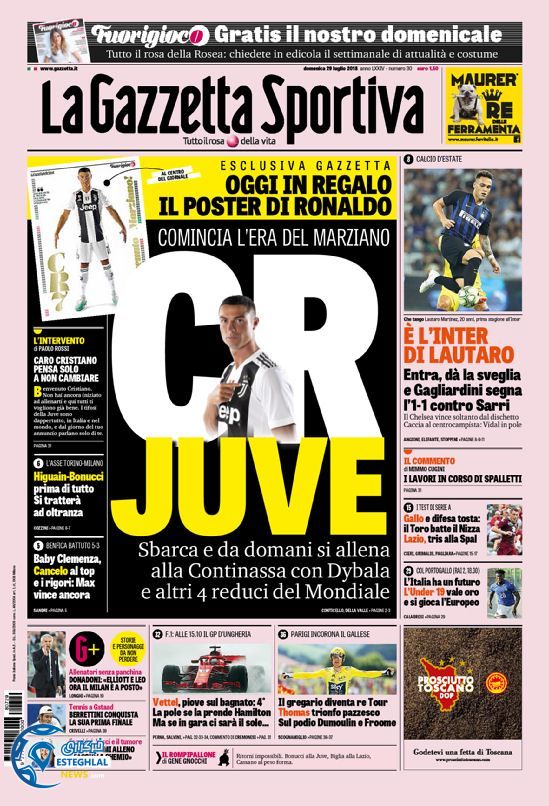 روزنامه  ورزشی گاتزتا دلو اسپورت دوشنبه 8 مرداد 1397