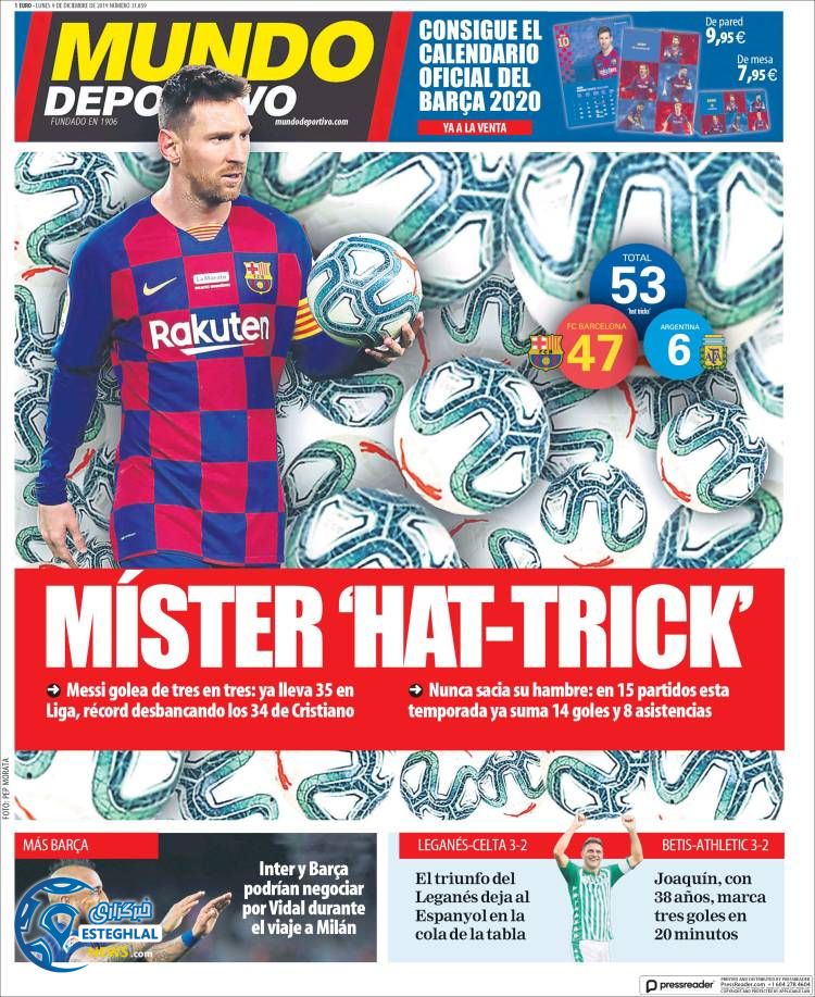 روزنامه ورزشی موندو دپورتیوو دوشنبه 18 آذر 1398