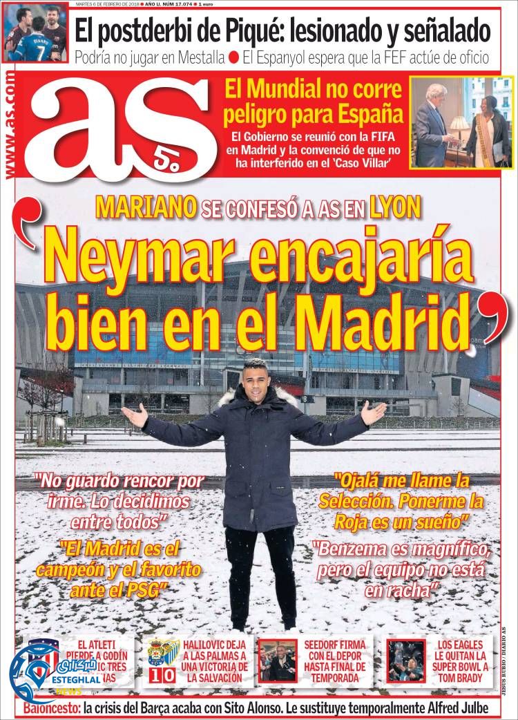 روزنامه ورزشی آ اس سه شنبه 17 بهمن 1396