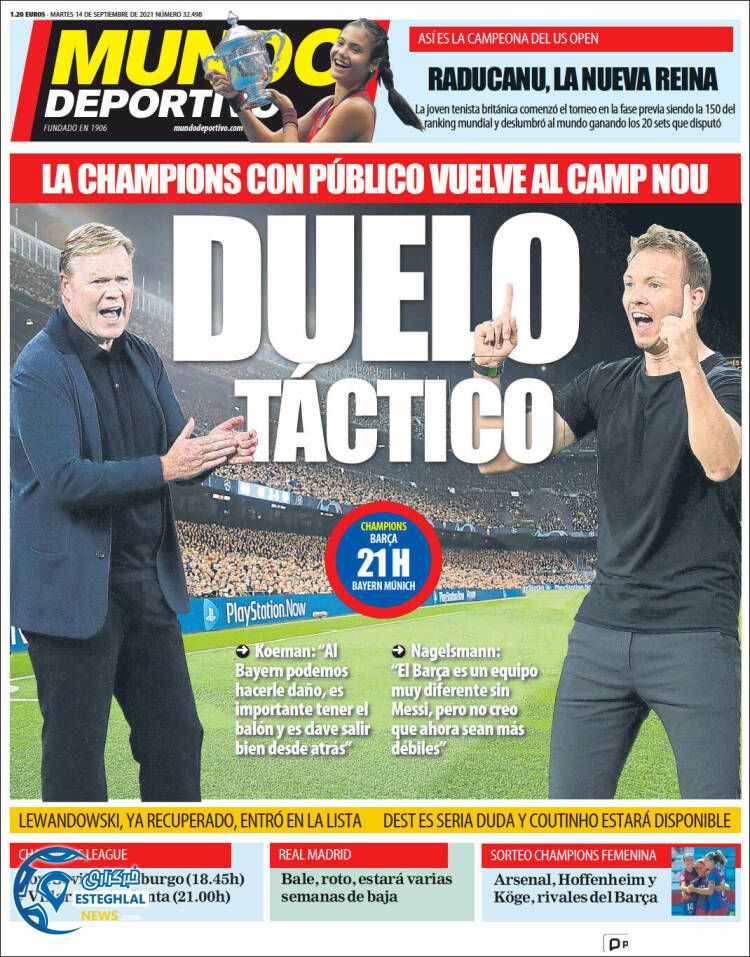 روزنامه ورزشی موندو دپورتیوو سه شنبه 23 شهریور 1400