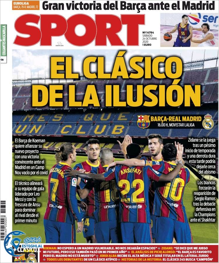 روزنامه ورزشی اسپورت شنبه 3 آبان 1399