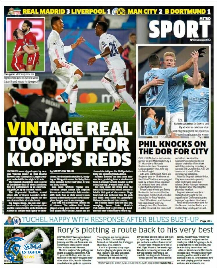 روزنامه ورزشی مترو اسپورت چهارشنبه 18 فروردین 1400