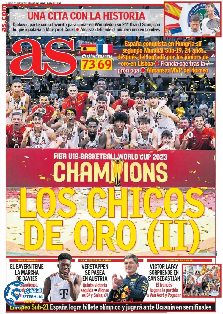 روزنامه ورزشی آ اس دوشنبه 12 تیر 1402 