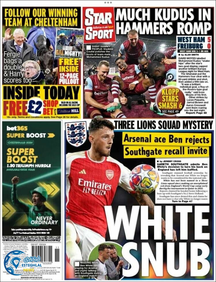 روزنامه ورزشی استار اسپورت جمعه 25 اسفند 1402 