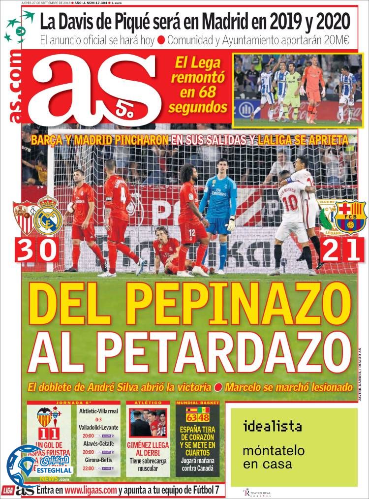 روزنامه ورزشی آ اس پنجشنبه 5 مهر 1397