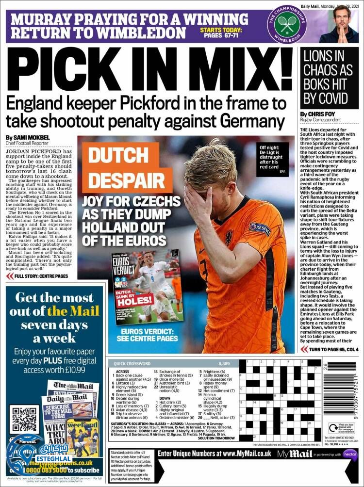 روزنامه ورزشی مایل اسپورت دوشنبه 7 تیر 1400