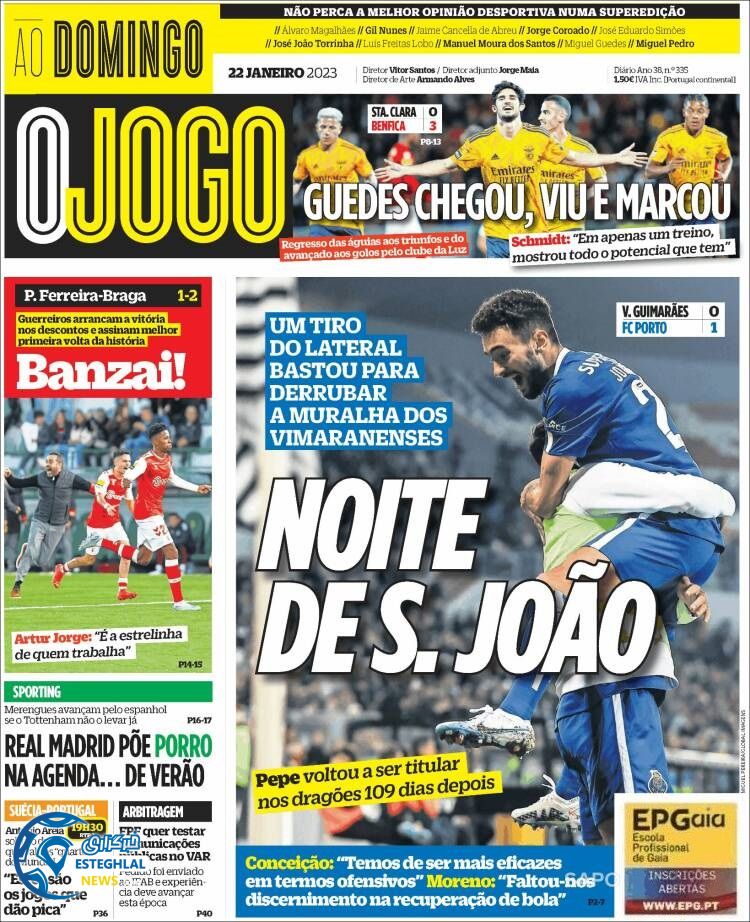 روزنامه ورزشی اوجوگو یکشنبه 2 بهمن 1401 