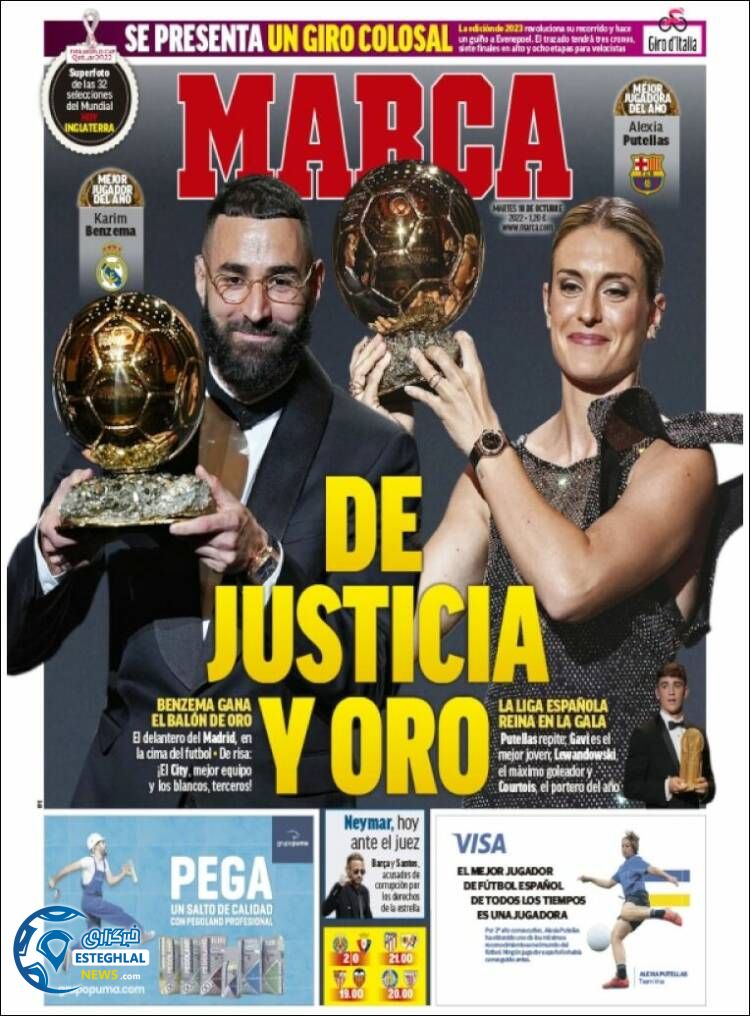 روزنامه ورزشی مارکا سه شنبه 26 مهر 1401 