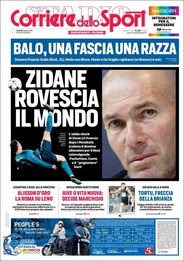 روزنامه ورزشی کوریره دلو اسپورت جمعه 11 خرداد 1397