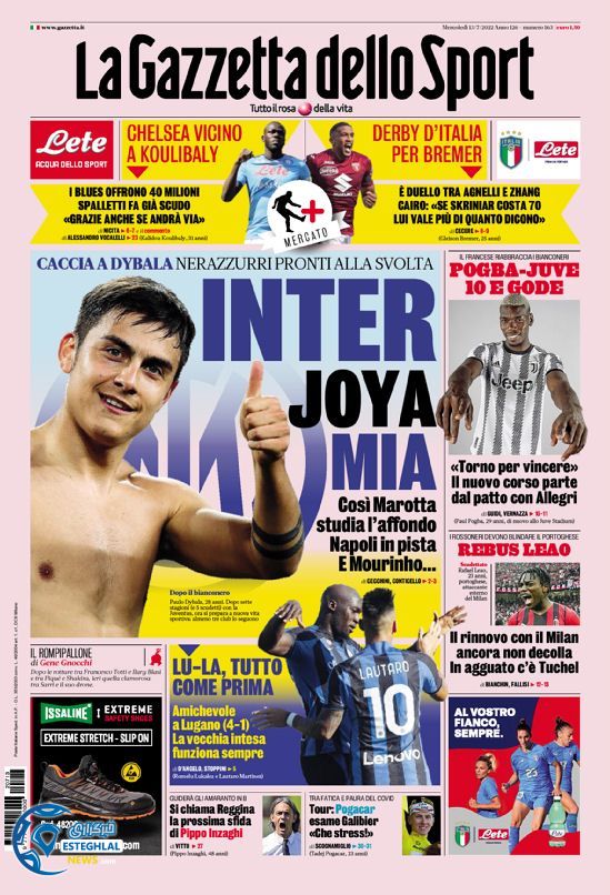 روزنامه ورزشی گاتزتا دلو اسپورت چهارشنبه 22 تیر 1401