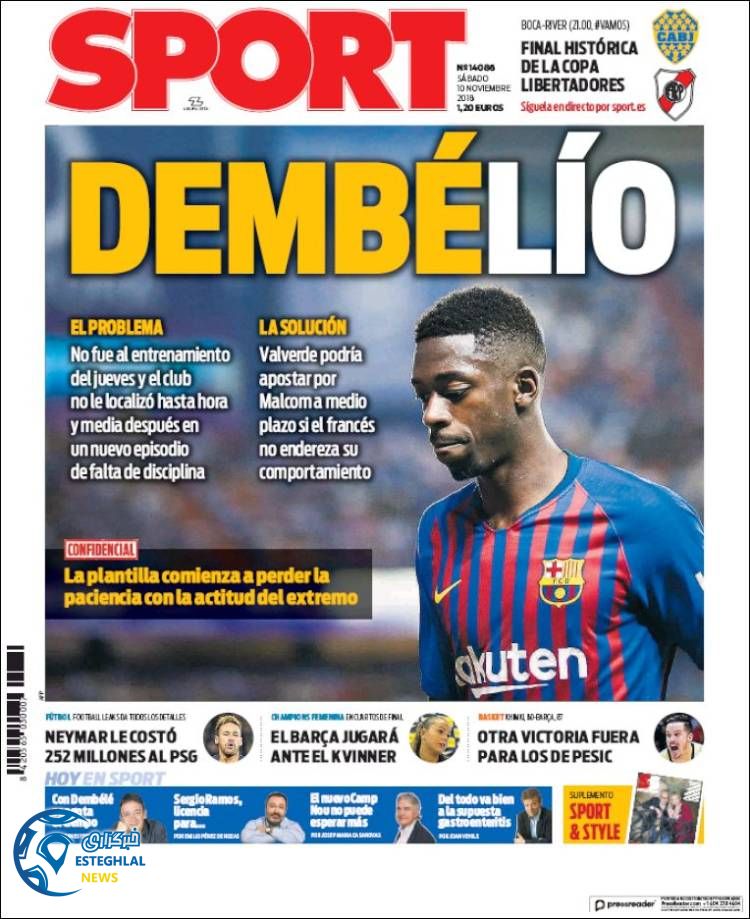 روزنامه ورزشی اسپورت شنبه 19 آبان 1397