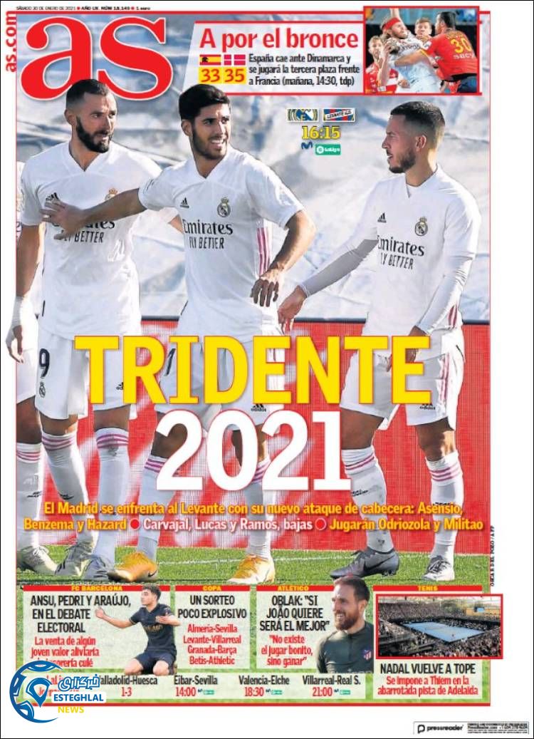 روزنامه ورزشی آاس شنبه 11 بهمن 1399