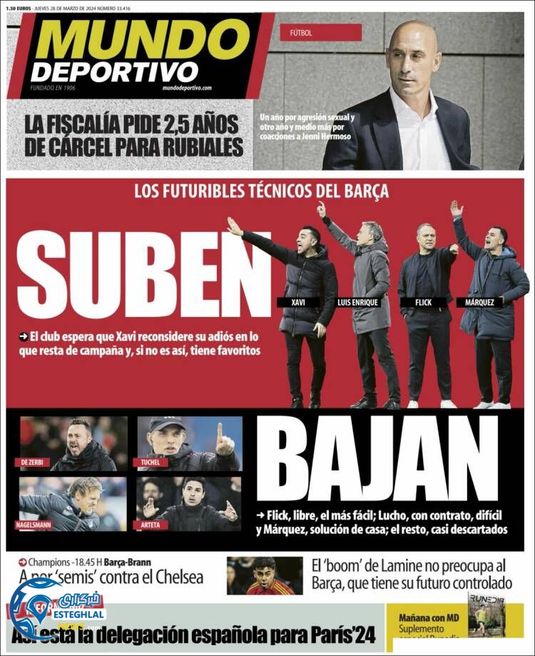 روزنامه ورزشی موندو دپورتیوو پنجشنبه 9 فروردین 1403 