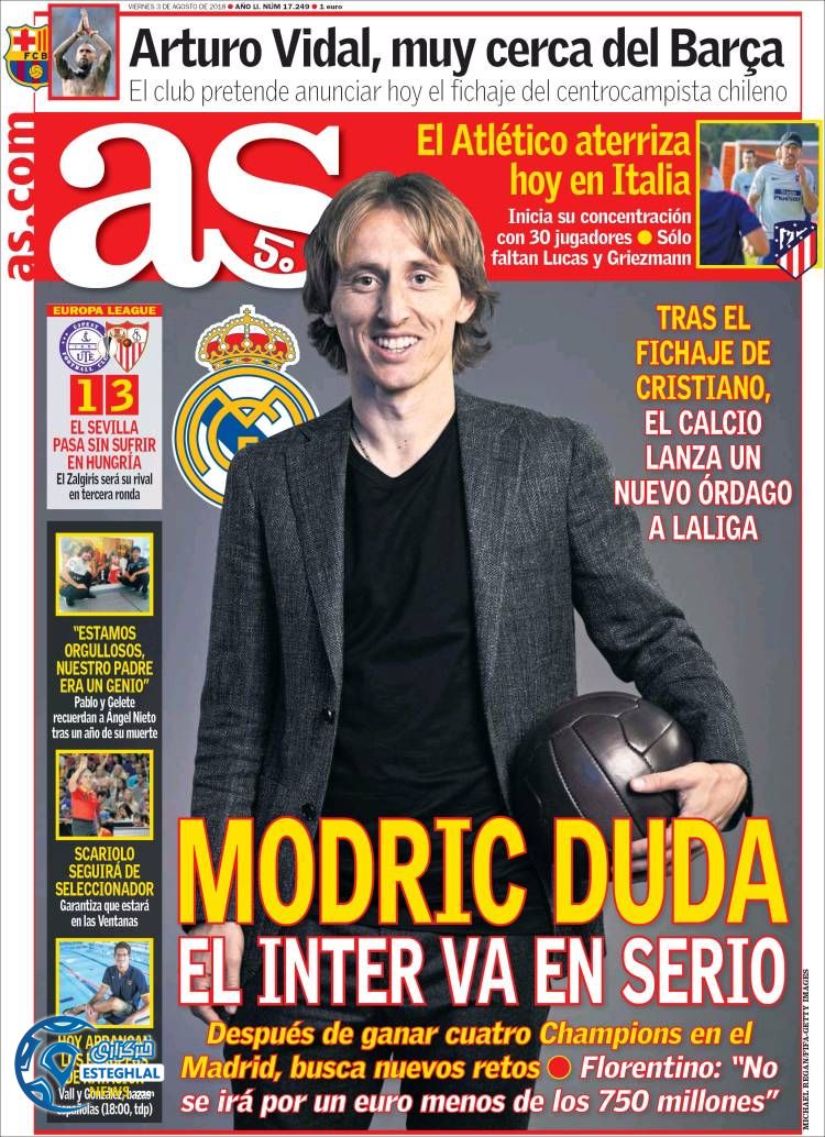 روزنامه ورزشی آ اس جمعه 12 مرداد 1397