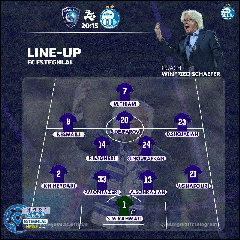 شماتیک ترکیب استقلال مقابل الهلال