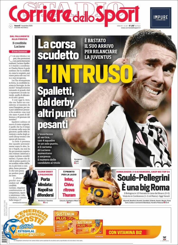 روزنامه  ورزشی کوریره دلو اسپورت جمعه 16 آبان 1404 